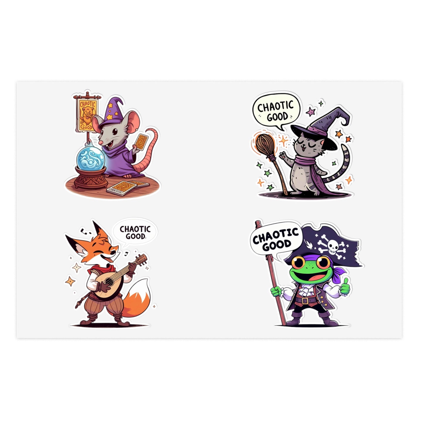 Chaotic Good Guild Sticker Sheet β Stickers for the Mischievous and Magical