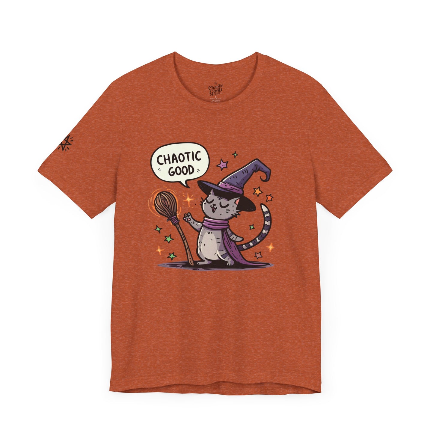 Chaotic Good Witchy Cat Short Sleeve Tee – Embrace Your Magic
