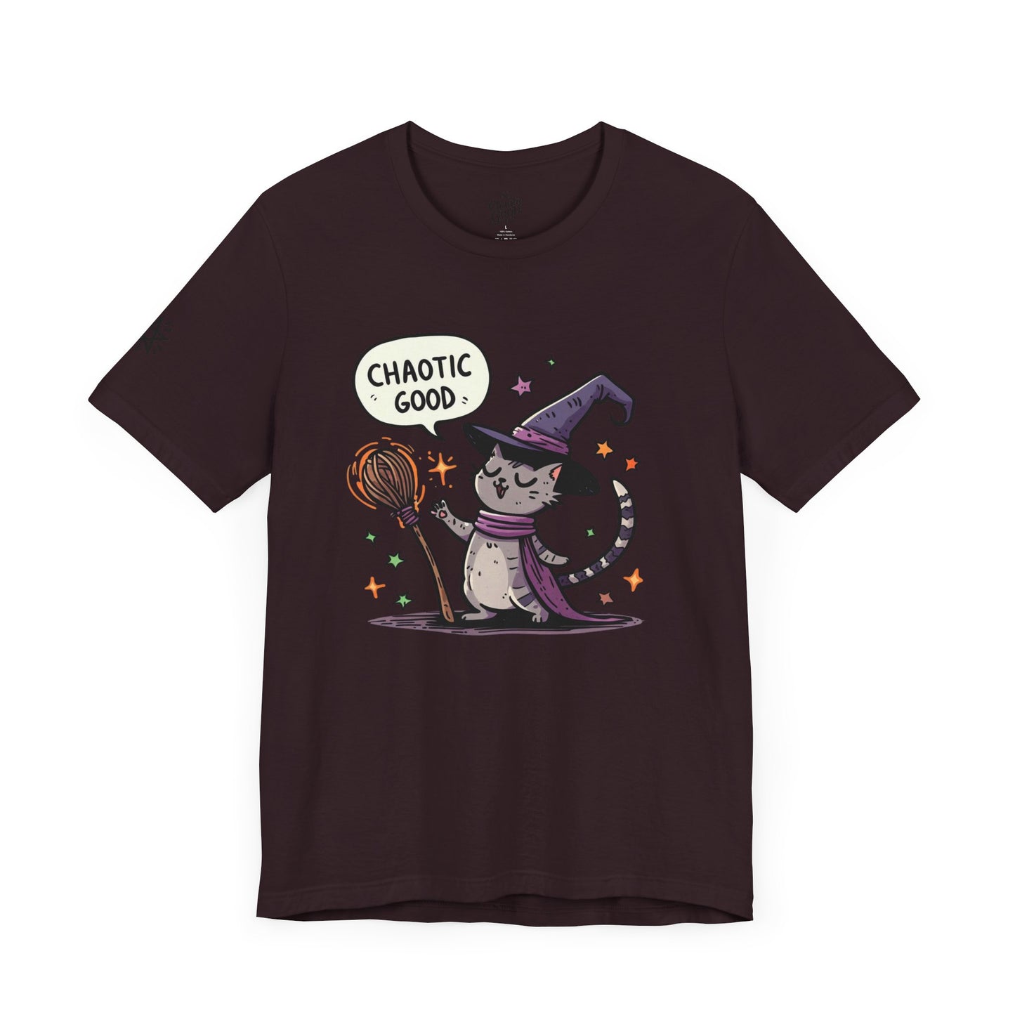 Chaotic Good Witchy Cat Short Sleeve Tee – Embrace Your Magic