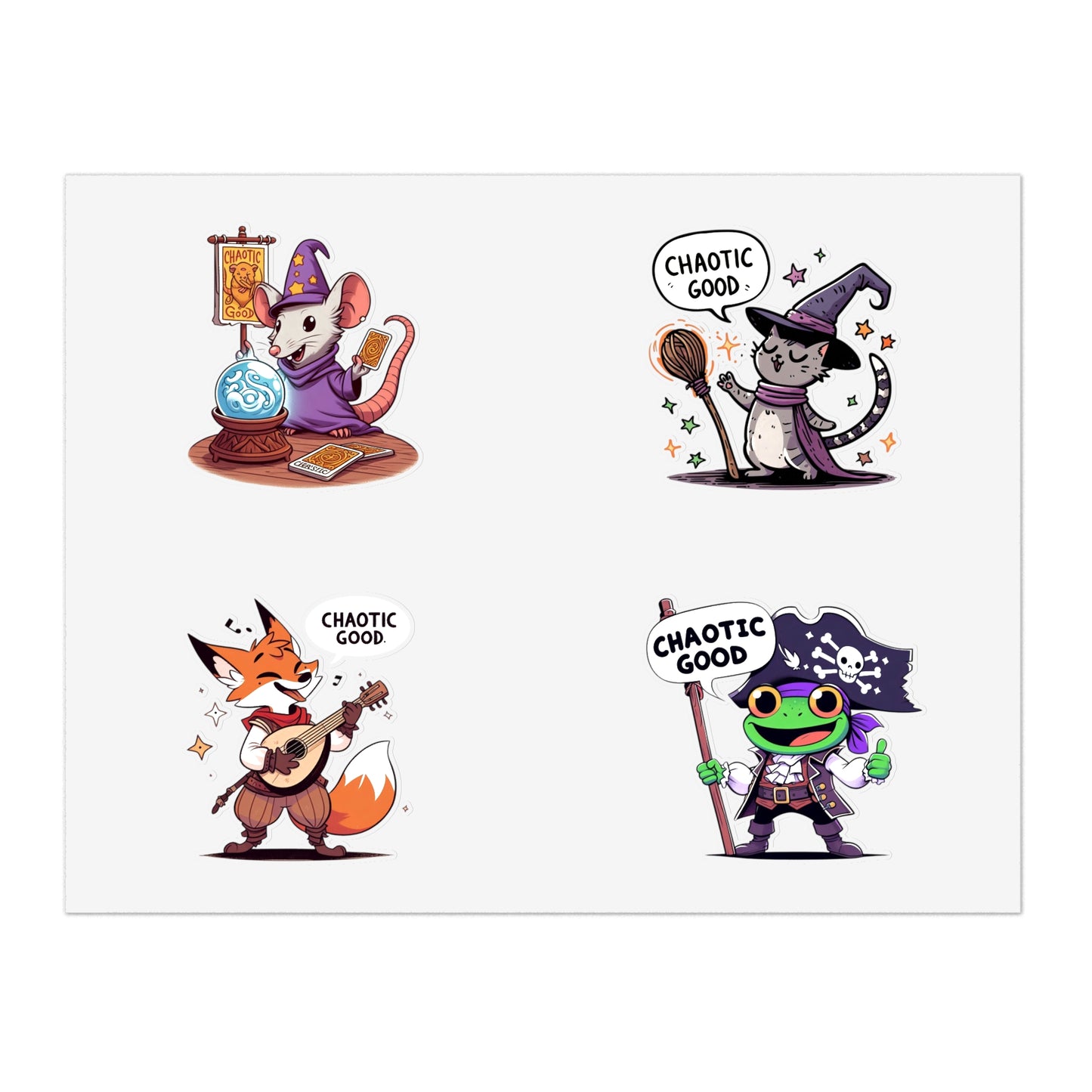 Chaotic Good Guild Sticker Sheet β Stickers for the Mischievous and Magical