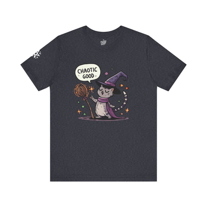 Chaotic Good Witchy Cat Short Sleeve Tee – Embrace Your Magic