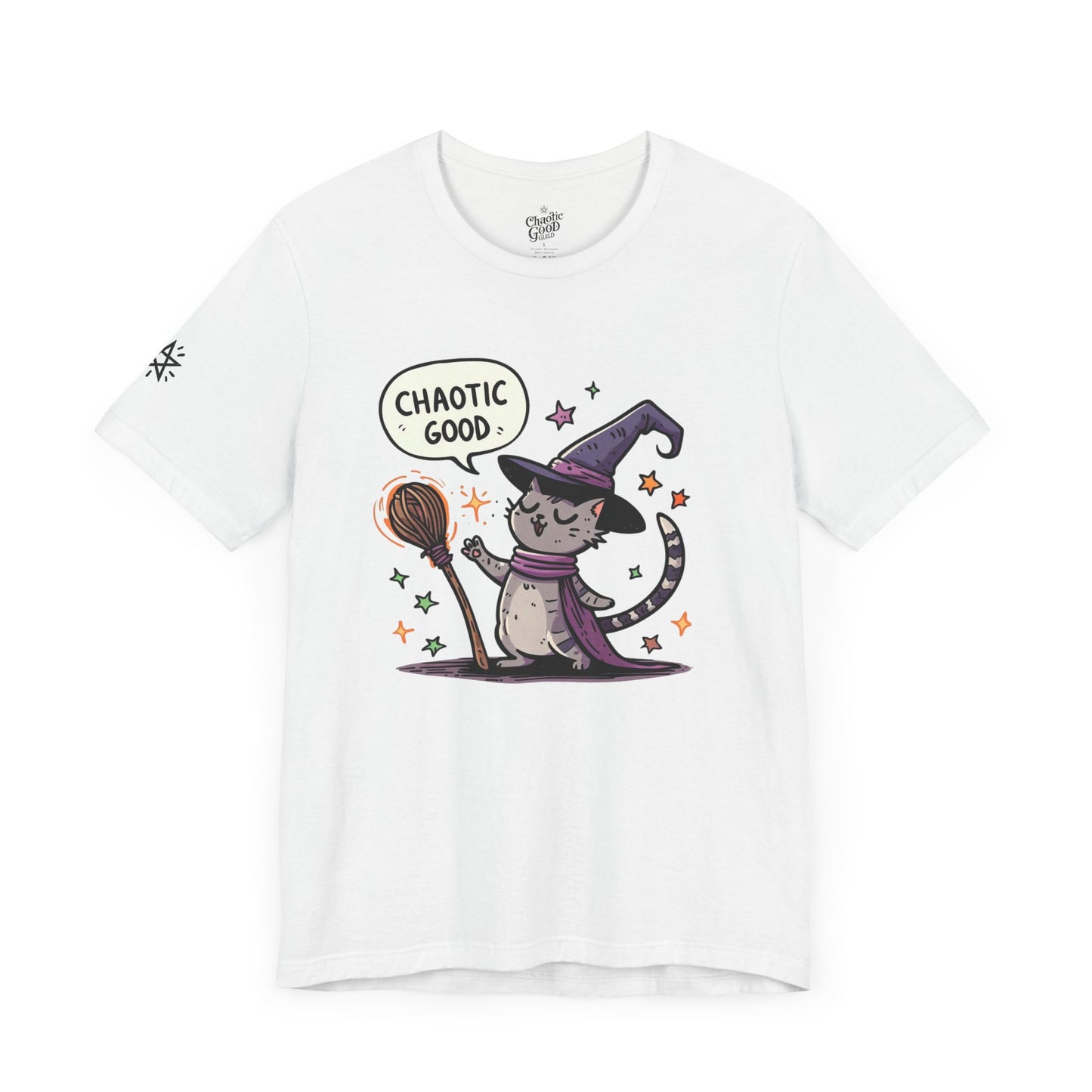 Chaotic Good Witchy Cat Short Sleeve Tee – Embrace Your Magic