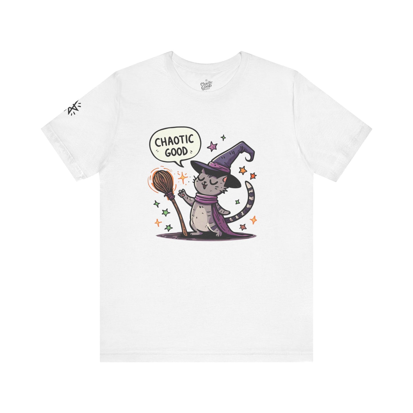 Chaotic Good Witchy Cat Short Sleeve Tee – Embrace Your Magic