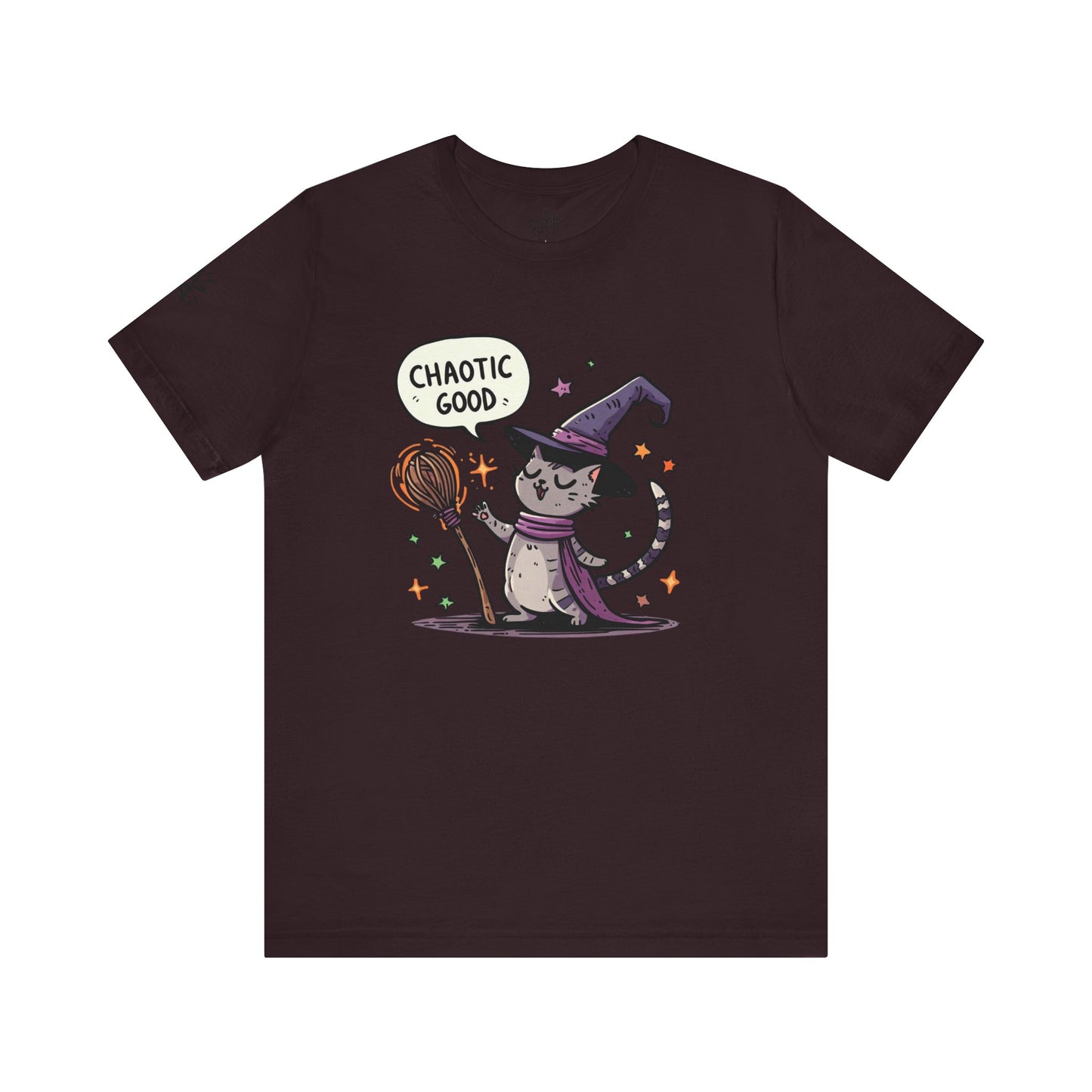 Chaotic Good Witchy Cat Short Sleeve Tee – Embrace Your Magic