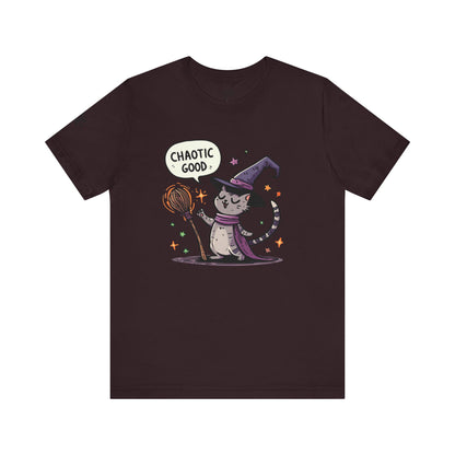 Chaotic Good Witchy Cat Short Sleeve Tee – Embrace Your Magic