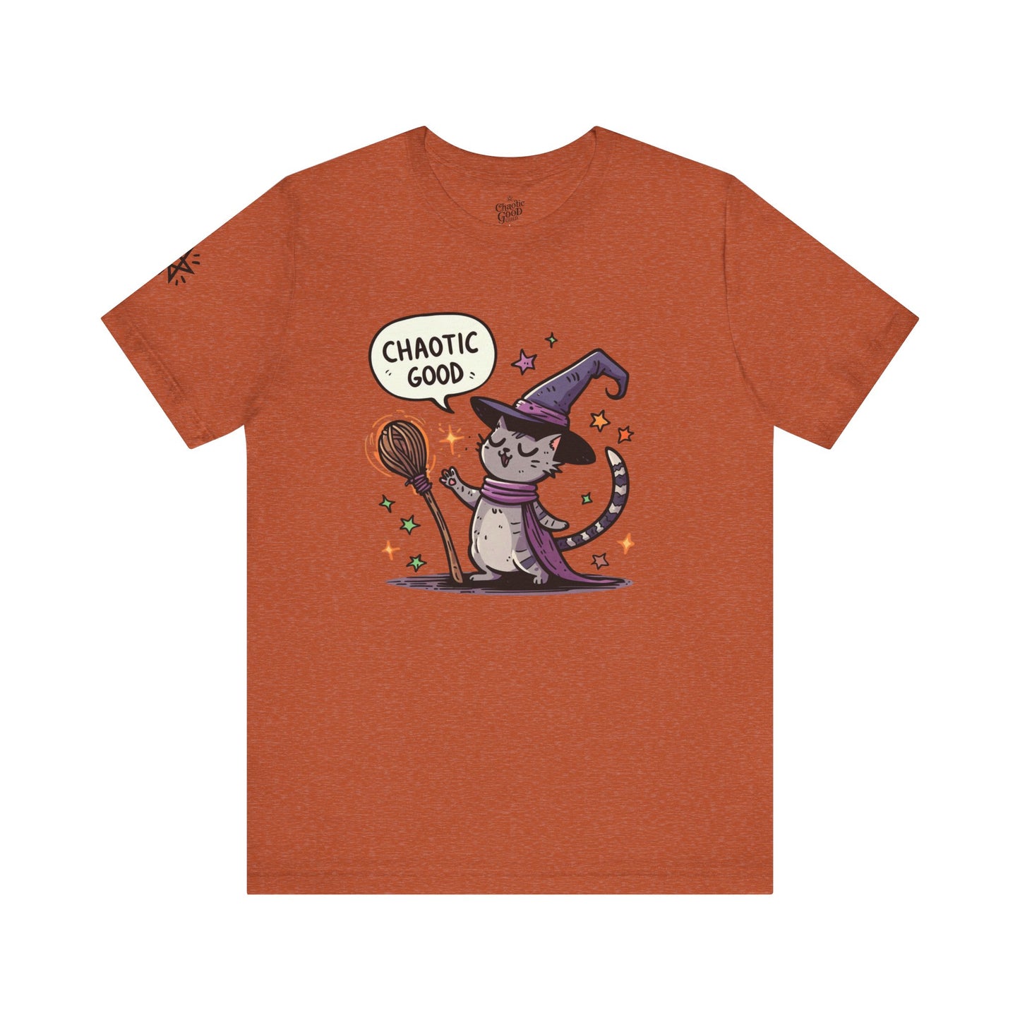 Chaotic Good Witchy Cat Short Sleeve Tee – Embrace Your Magic
