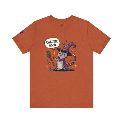 Chaotic Good Witchy Cat Short Sleeve Tee – Embrace Your Magic